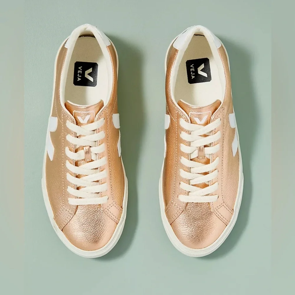 Anthropologie VEJA Rose Gold Metallic Esplar Sneakers - Picture 2 of 12